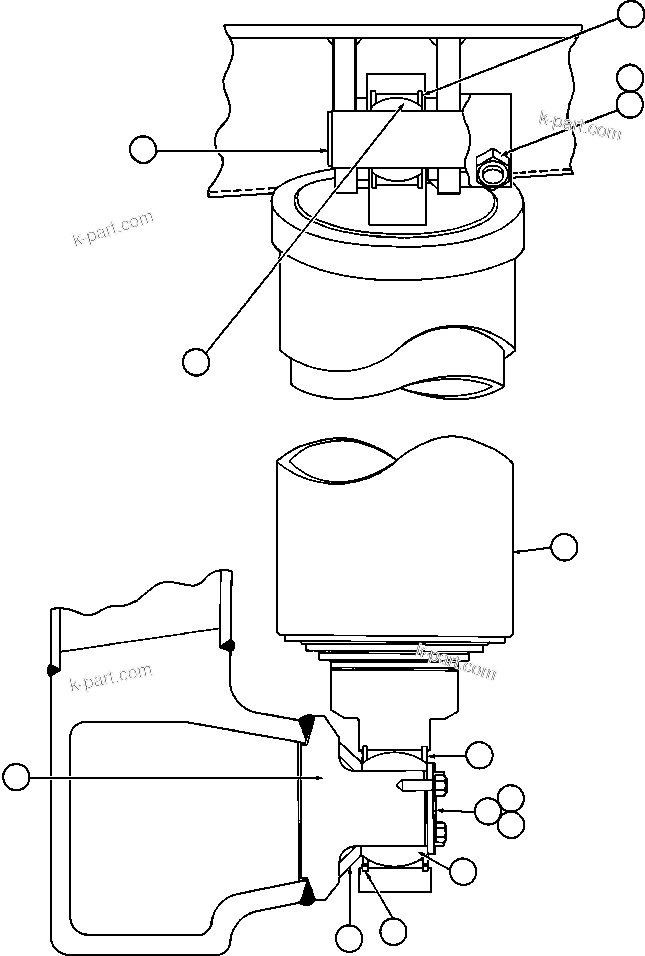 Komatsu parts book diagram for AFE47-Q 730E  S/N 32691  ROSSING URANIUM: HOIST CYLINDER & MOUNTING - 7
