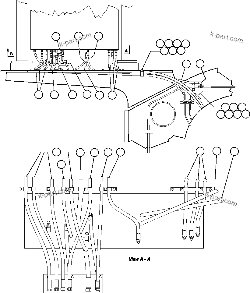 Komatsu parts book diagram for AFE47-Q 730E  S/N 32691  ROSSING URANIUM: HYDRAULIC BRAKE CABINET PIPING - 2