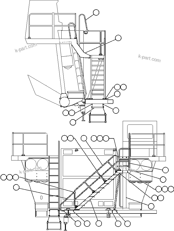 Komatsu parts book diagram for AFE47-Q 730E  S/N 32691  ROSSING URANIUM: DIAGONAL LADDER GROUP (EG1375)