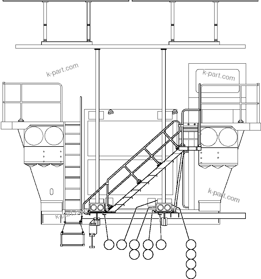 Komatsu parts book diagram for AFE47-Q 730E  S/N 32691  ROSSING URANIUM: HEADLIGHT RELOCATION GROUP (EG1950)