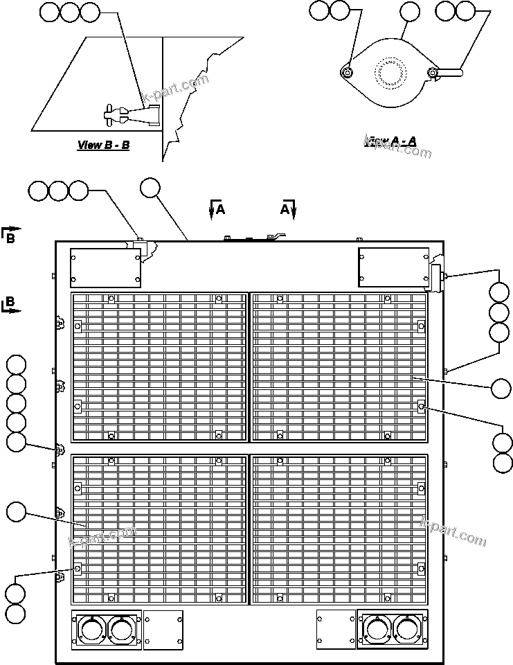Komatsu parts book diagram for AFE47-V 730E S/N 32795 & 32797   ISCOR GROOTEGELUK: HOOD & GRILLE