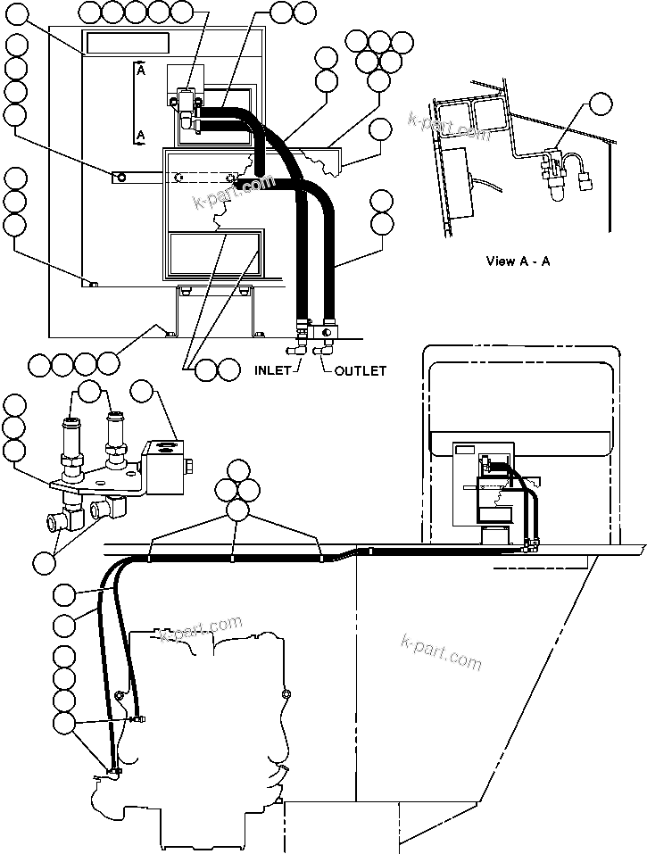 Komatsu parts book diagram for AFE47-V 730E S/N 32795 & 32797   ISCOR GROOTEGELUK: HEATER PIPING & INSTALLATION