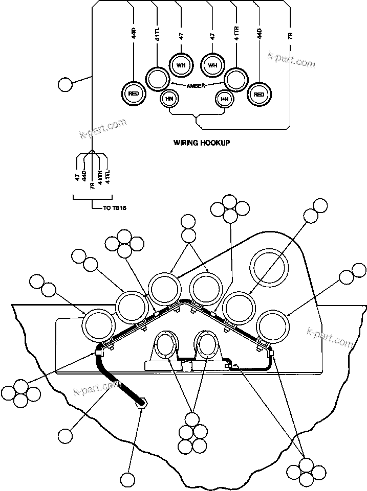Komatsu parts book diagram for AFE47-V 730E S/N 32795 & 32797   ISCOR GROOTEGELUK: REAR LIGHTS & BACK-UP HORN