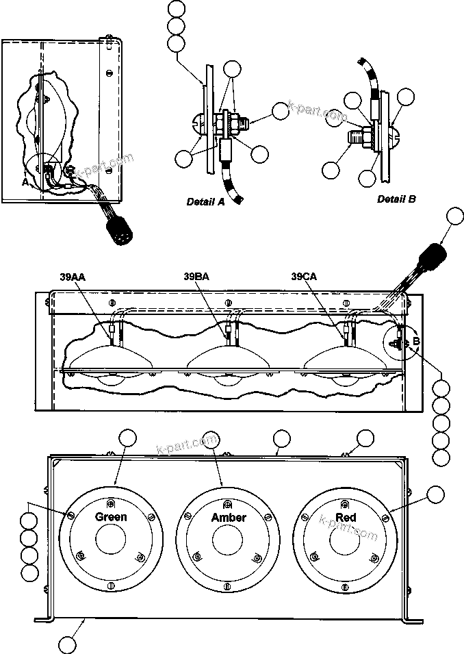 Komatsu parts book diagram for AFE47-V 730E S/N 32795 & 32797   ISCOR GROOTEGELUK: PAYLOAD LIGHT ASSEMBLY