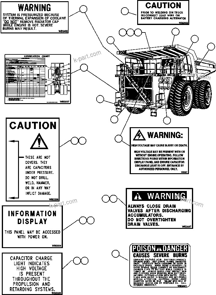 Komatsu parts book diagram for AFE48-AC  930E S/N A30076-A30078 & A30080 SYNCRUDE: DECAL & WARNINGS - 1