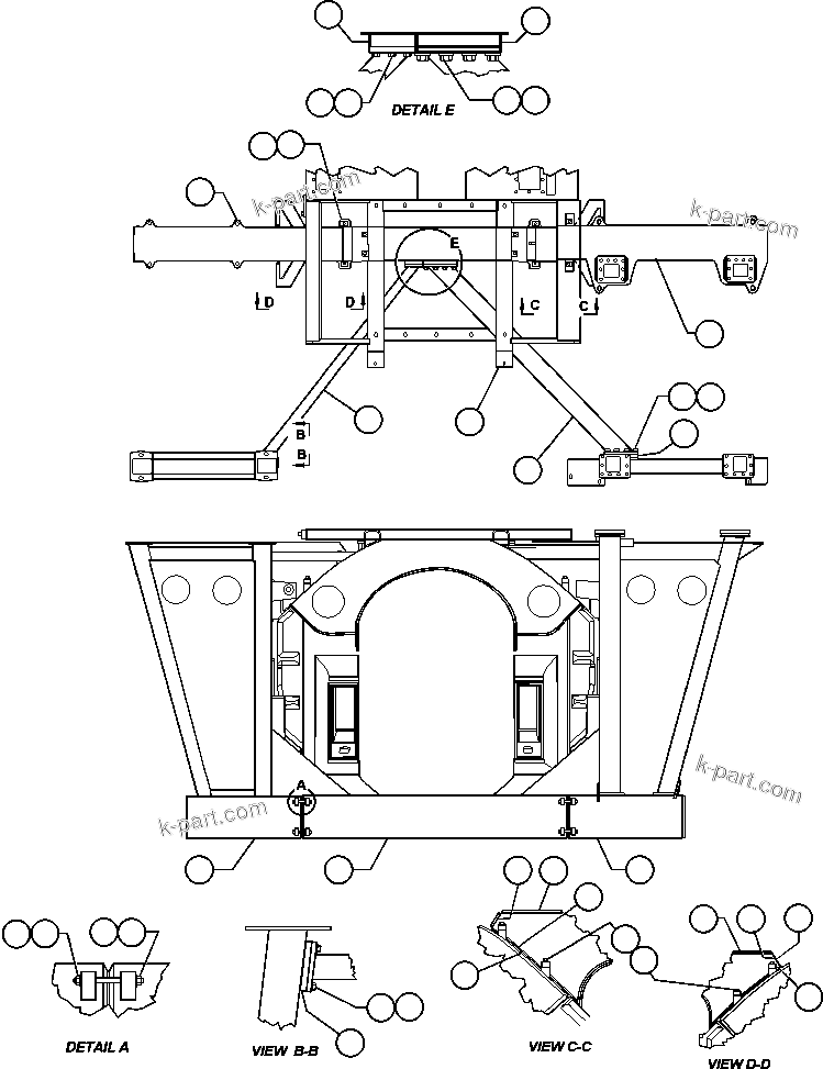 Komatsu parts book diagram for AFE48-AC  930E S/N A30076-A30078 & A30080 SYNCRUDE: FRAME & UPRIGHTS