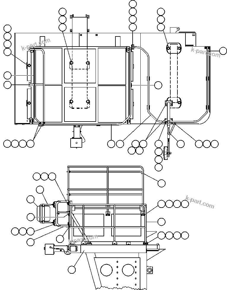Komatsu parts book diagram for AFE48-AC  930E S/N A30076-A30078 & A30080 SYNCRUDE: RIGHT DECK & HANDRAILS