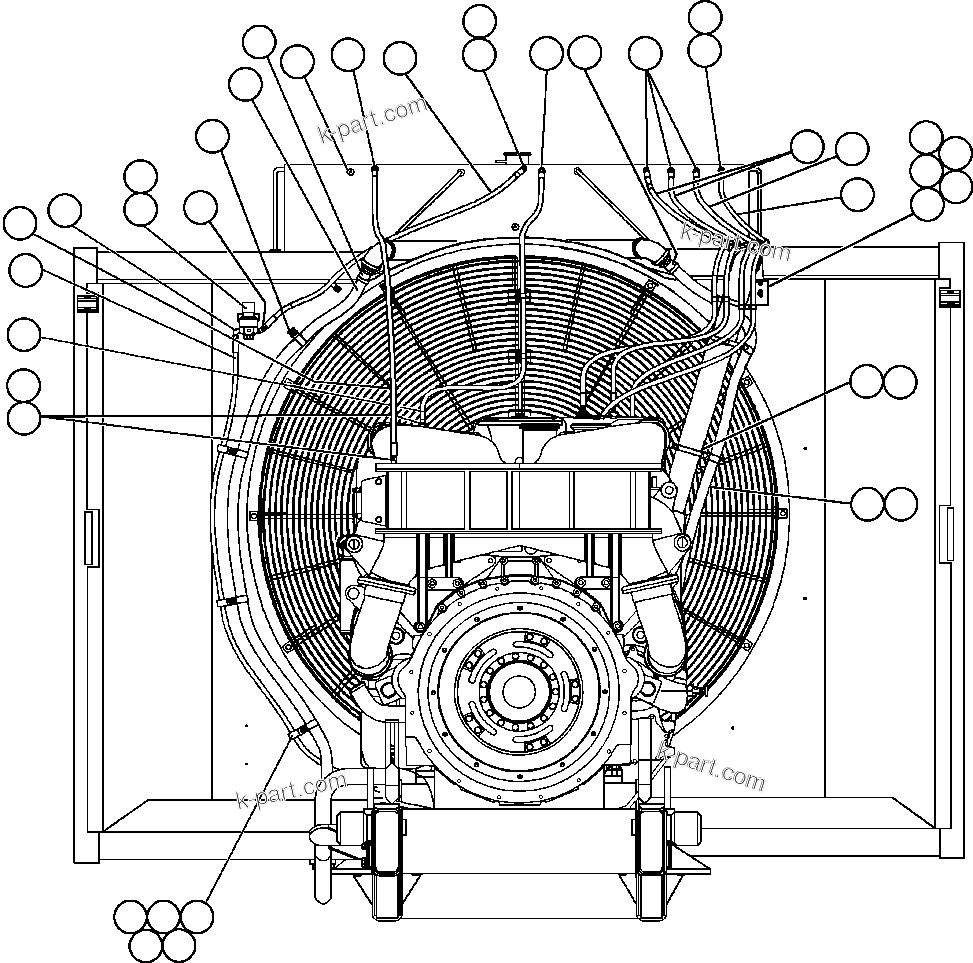 Komatsu parts book diagram for AFE48-AC  930E S/N A30076-A30078 & A30080 SYNCRUDE: RADIATOR PIPING