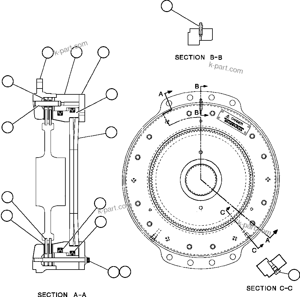 Komatsu parts book diagram for AFE48-AC  930E S/N A30076-A30078 & A30080 SYNCRUDE: PARKING BRAKE ASSEMBLY (EF6160)