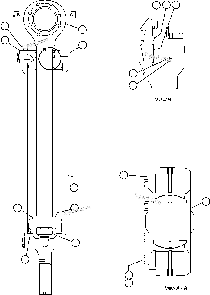 Komatsu parts book diagram for AFE48-AC  930E S/N A30076-A30078 & A30080 SYNCRUDE: STEERING CYLINDER ASSEMBLY (ED4617)