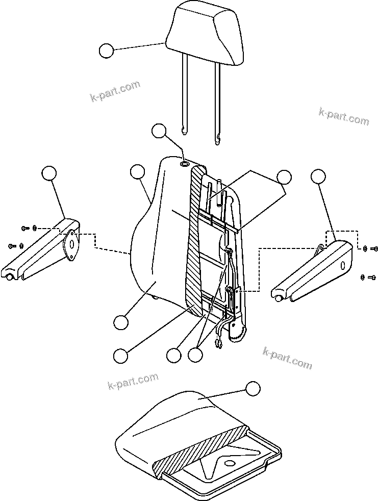 Komatsu parts book diagram for AFE48-AC  930E S/N A30076-A30078 & A30080 SYNCRUDE: OPERATOR'S SEAT ASSEMBLY (PB8649)