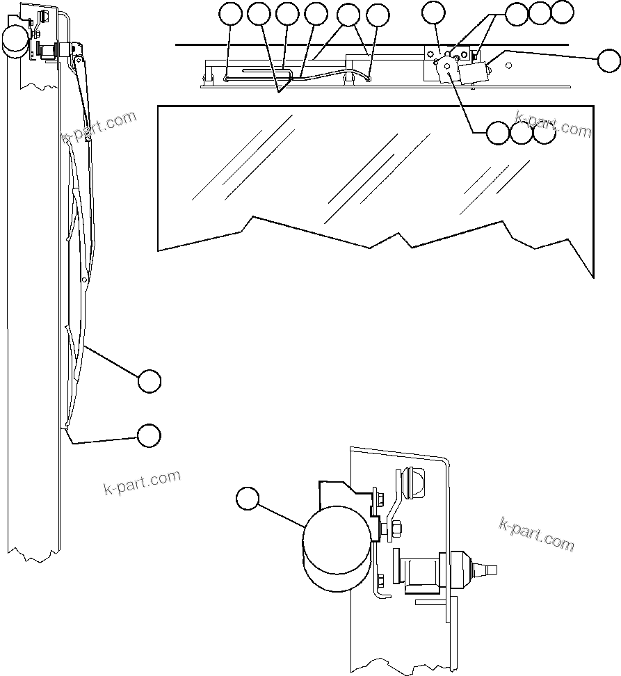 Komatsu parts book diagram for AFE48-AC  930E S/N A30076-A30078 & A30080 SYNCRUDE: WINDSHIELD WIPER INSTALLATION