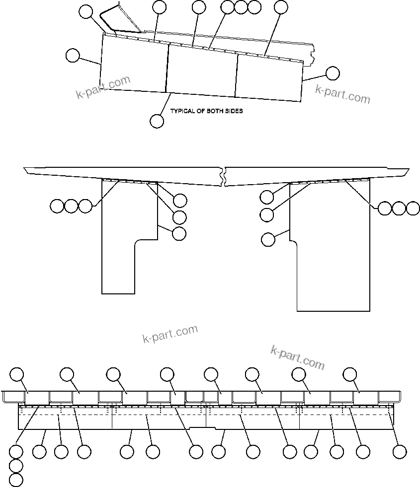 Komatsu parts book diagram for AFE48-AC  930E S/N A30076-A30078 & A30080 SYNCRUDE: BODY TO DECK & BODY MUD FLAP INSTL