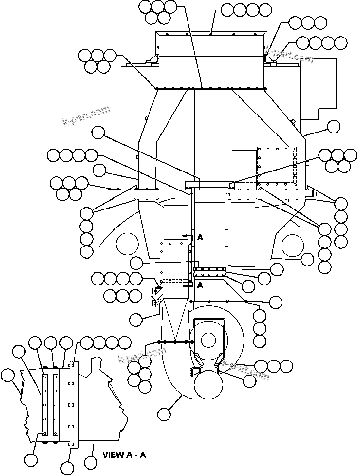 Komatsu parts book diagram for AFE48-AC  930E S/N A30076-A30078 & A30080 SYNCRUDE: AUXILIARY BLOWER DUCTING