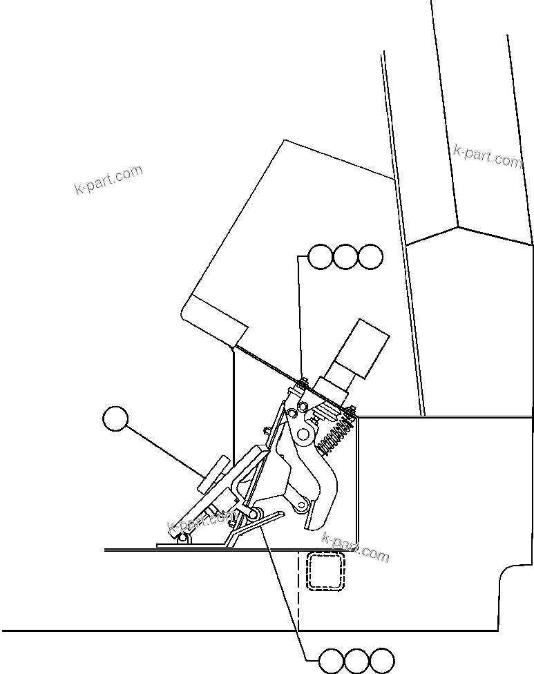 Komatsu parts book diagram for AFE48-AC  930E S/N A30076-A30078 & A30080 SYNCRUDE: PEDAL INSTALLATION