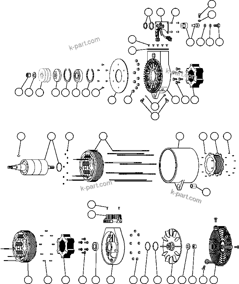 Komatsu parts book diagram for AFE48-AC  930E S/N A30076-A30078 & A30080 SYNCRUDE: BATTERY CHARGING ALTERNATOR (EF2654)