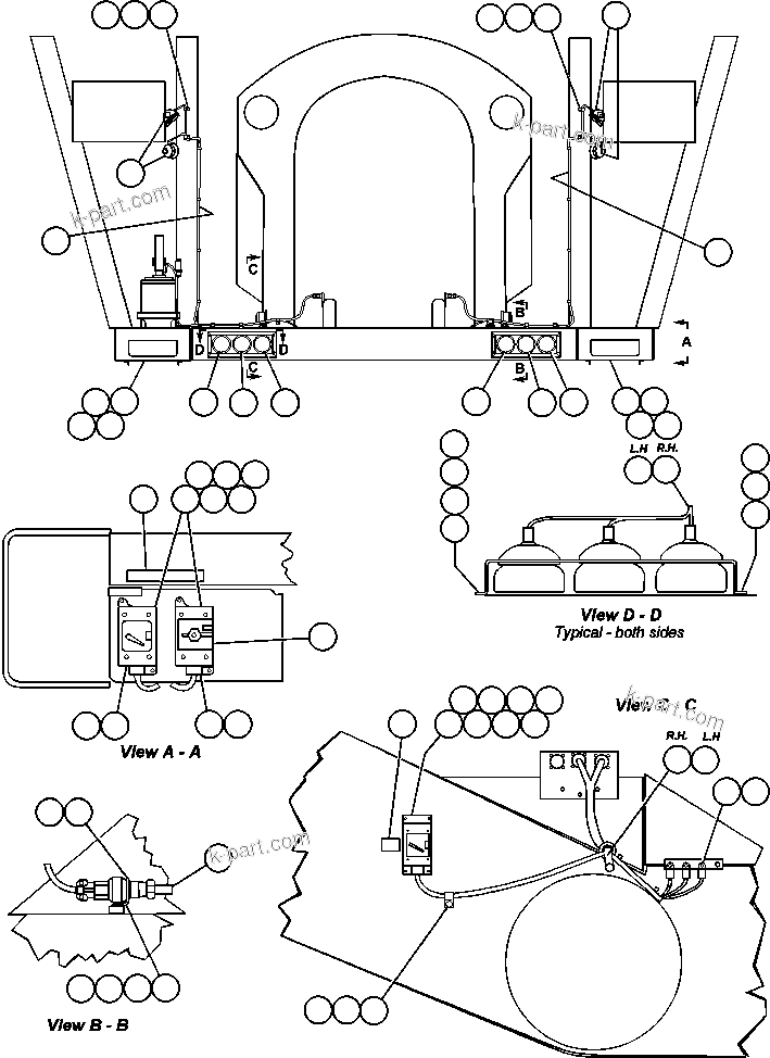 Komatsu parts book diagram for AFE48-AC  930E S/N A30076-A30078 & A30080 SYNCRUDE: HEADLIGHT AND SERVICE LIGHT WIRING