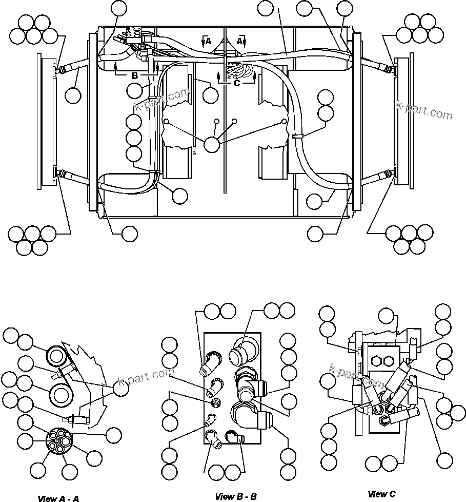 Komatsu parts book diagram for AFE48-AC  930E S/N A30076-A30078 & A30080 SYNCRUDE: REAR AXLE HYDRAULIC PIPING