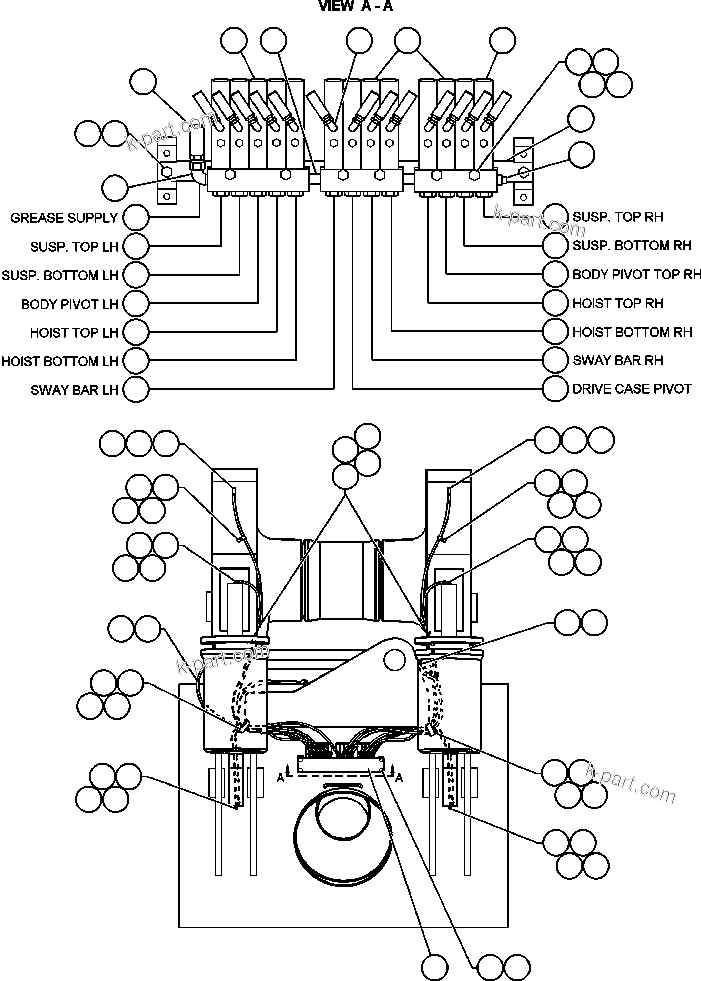 Komatsu parts book diagram for AFE48-AC  930E S/N A30076-A30078 & A30080 SYNCRUDE: AUTOMATIC LUBE SYSTEM - 2