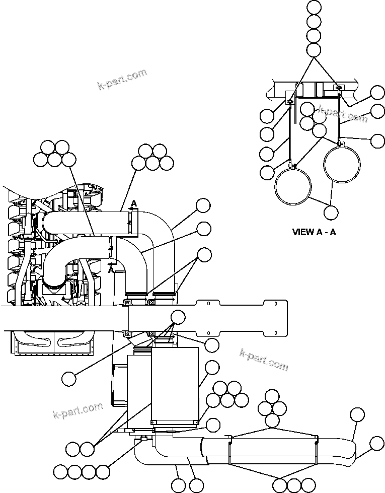 Komatsu parts book diagram for AFE48-AL  930E S/N A30111 MORENCI: EXHAUST PIPING