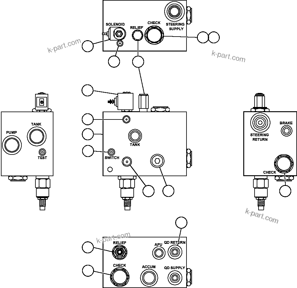 Komatsu parts book diagram for AFE48-AL  930E S/N A30111 MORENCI: BLEEDDOWN MANIFOLD VALVE ASSM (PC0235)