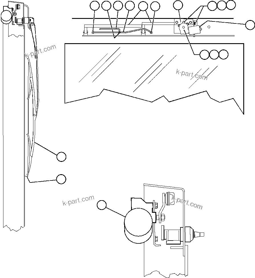Komatsu parts book diagram for AFE48-AL  930E S/N A30111 MORENCI: WINDSHIELD WIPER INSTALLATION