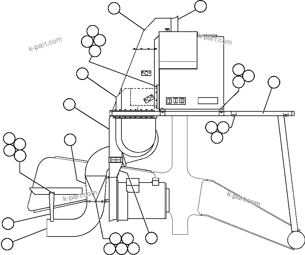 Komatsu parts book diagram for AFE48-AL  930E S/N A30111 MORENCI: AUX BLOWER & BLOWER INLET DUCTING