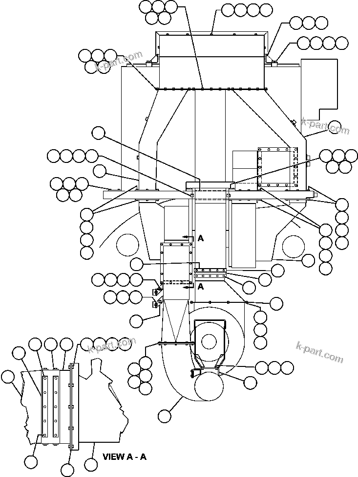 Komatsu parts book diagram for AFE48-AL  930E S/N A30111 MORENCI: AUXILIARY BLOWER DUCTING