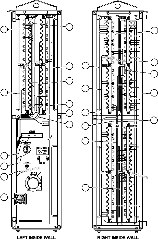 Komatsu parts book diagram for AFE48-AL  930E S/N A30111 MORENCI: INTERFACE CABINET - SIDE WALLS WIRING