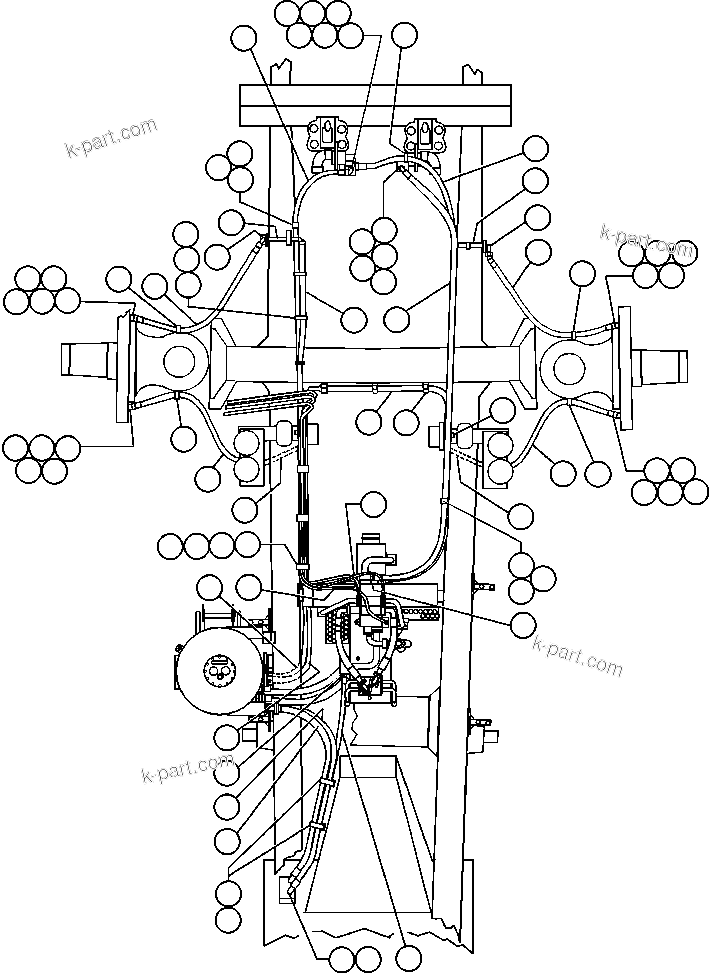 Komatsu parts book diagram for AFE48-AL  930E S/N A30111 MORENCI: BRAKE COOLING PIPING - 4
