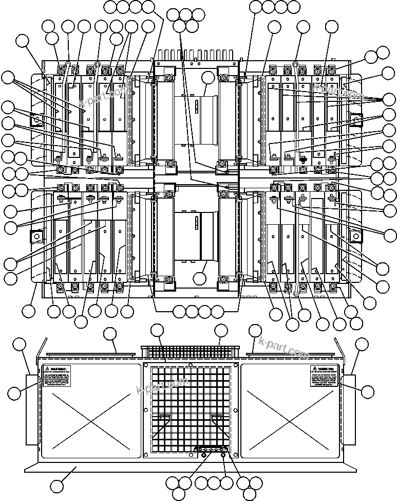Komatsu parts book diagram for AFE48-AL  930E S/N A30111 MORENCI: RETARDING GRID ASSEMBLY (PC0543)