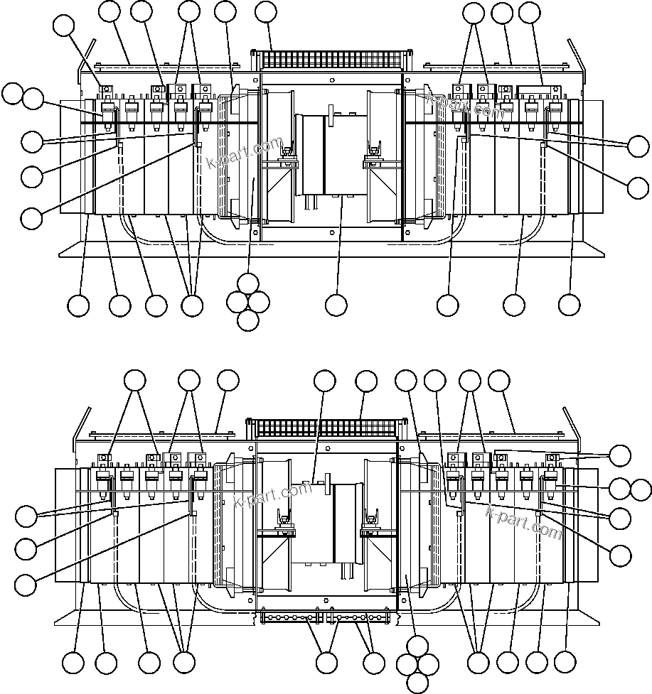 Komatsu parts book diagram for AFE48-AL  930E S/N A30111 MORENCI: RETARDING GRID ASSEMBLY - 1 (PC0543)