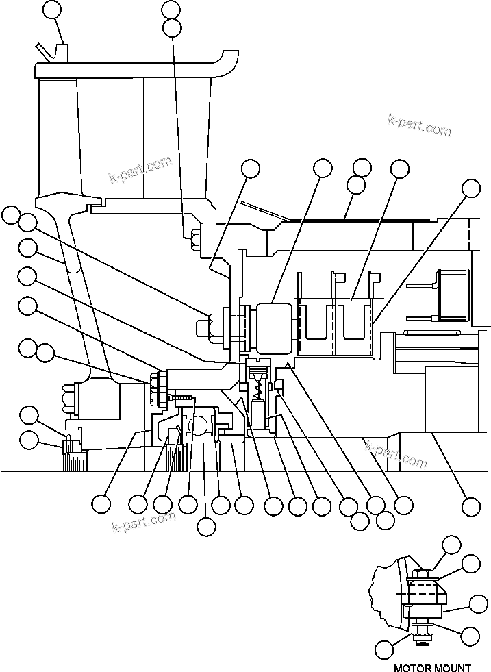 Komatsu parts book diagram for AFE48-AL  930E S/N A30111 MORENCI: BLOWER MOTOR COMMUTATOR END (GE0017)