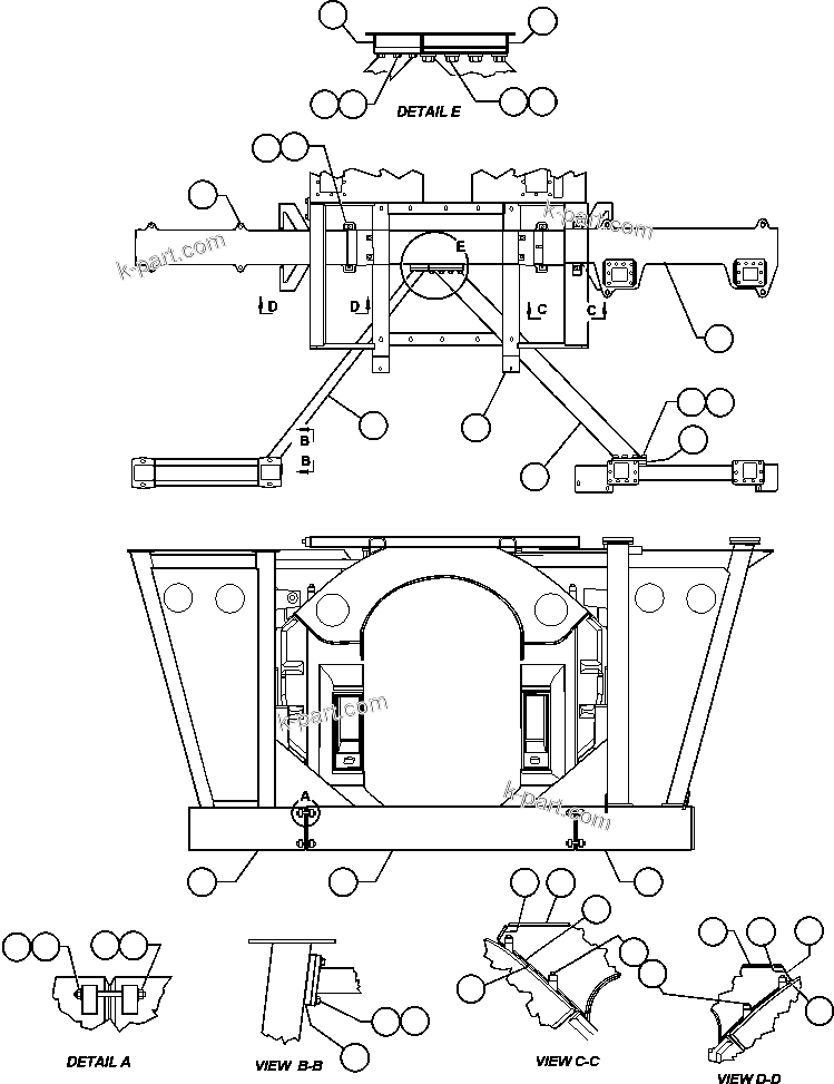 Komatsu parts book diagram for AFE48-AR  930E S/N A30115 SUNCOR: FRAME & UPRIGHTS