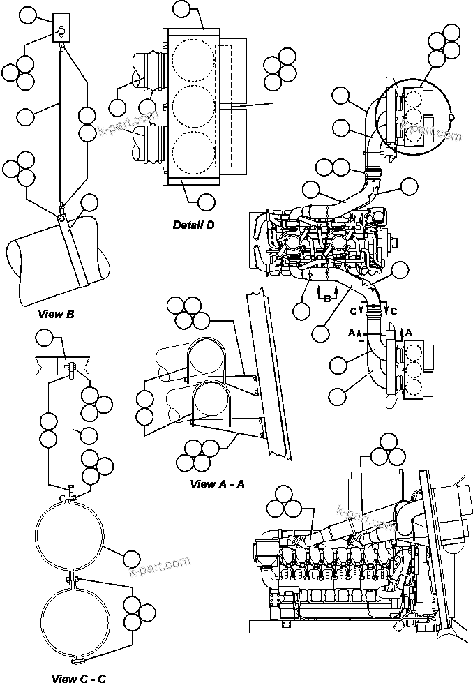 Komatsu parts book diagram for AFE48-AR  930E S/N A30115 SUNCOR: AIR CLEANER PIPING