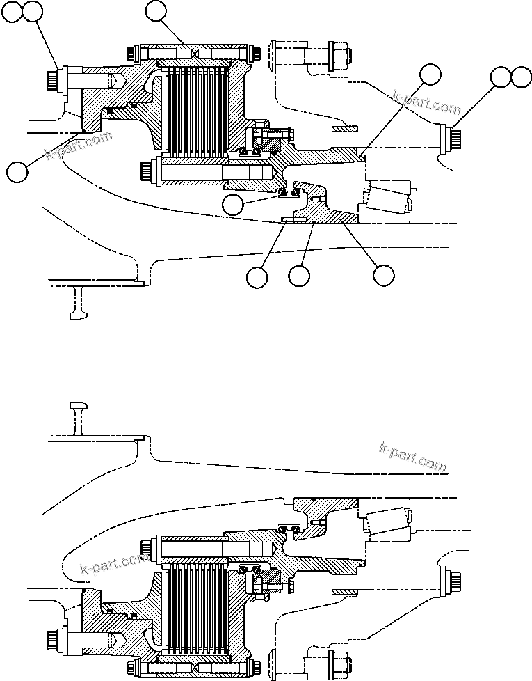 Komatsu parts book diagram for AFE48-AR  930E S/N A30115 SUNCOR: REAR BRAKE MOUNTING