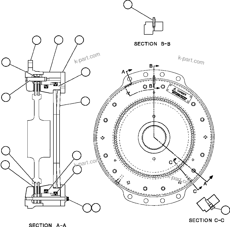 Komatsu parts book diagram for AFE48-AR  930E S/N A30115 SUNCOR: PARKING BRAKE ASSEMBLY (EF6160)