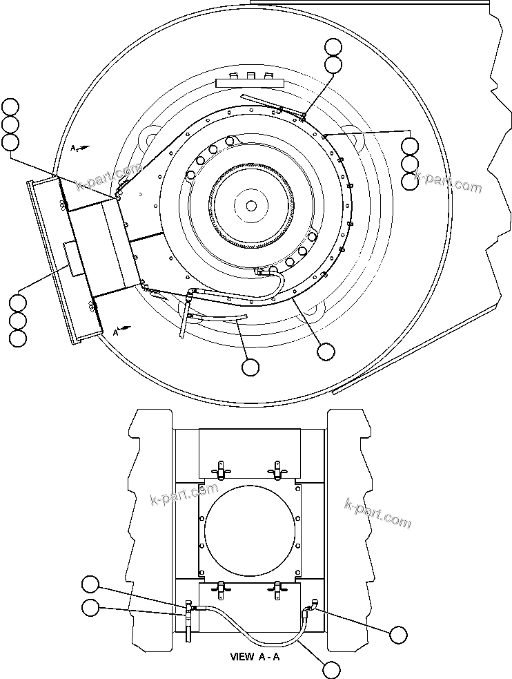 Komatsu parts book diagram for AFE48-AR  930E S/N A30115 SUNCOR: REAR WHEEL COOLING (EXHAUST)