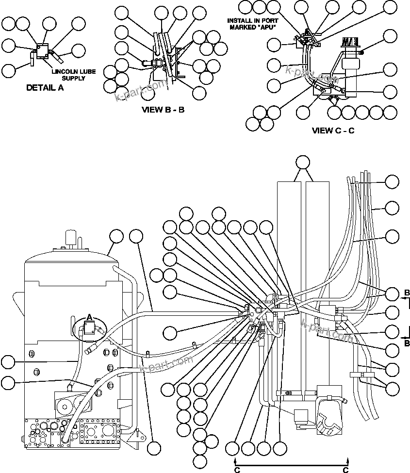 Komatsu parts book diagram for AFE48-AR  930E S/N A30115 SUNCOR: STEERING SYSTEM PIPING - 5