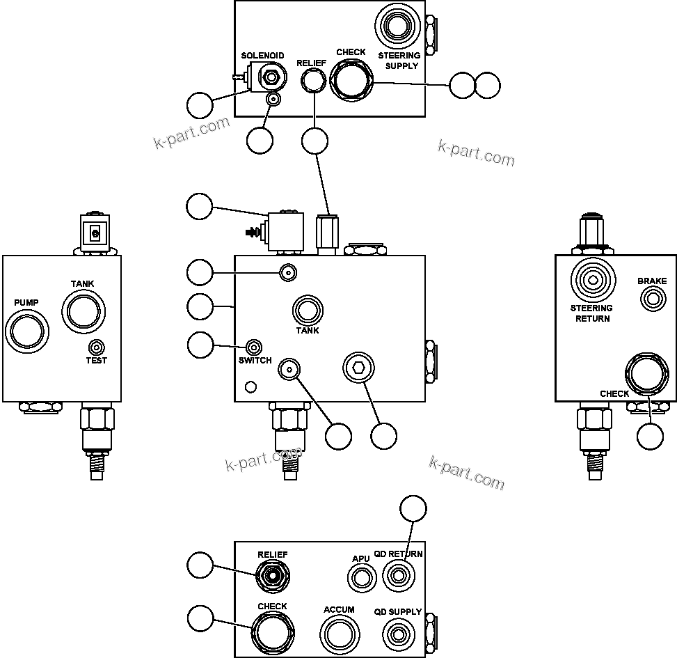 Komatsu parts book diagram for AFE48-AR  930E S/N A30115 SUNCOR: BLEEDDOWN MANIFOLD VALVE ASSM (PC0235)