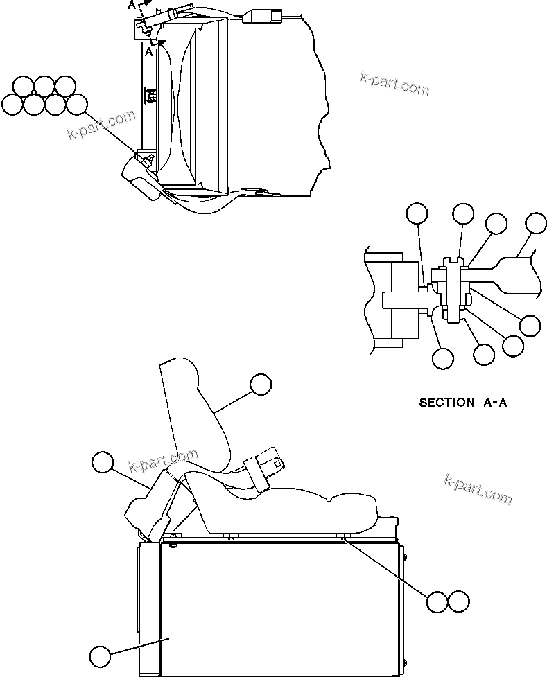 Komatsu parts book diagram for AFE48-AR  930E S/N A30115 SUNCOR: PASSENGER SEAT INSTALLATION