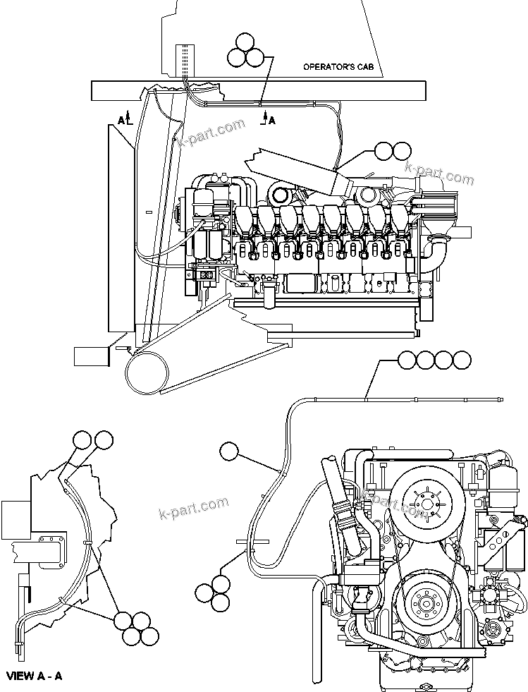 Komatsu parts book diagram for AFE48-AR  930E S/N A30115 SUNCOR: HEATER HOSE PIPING