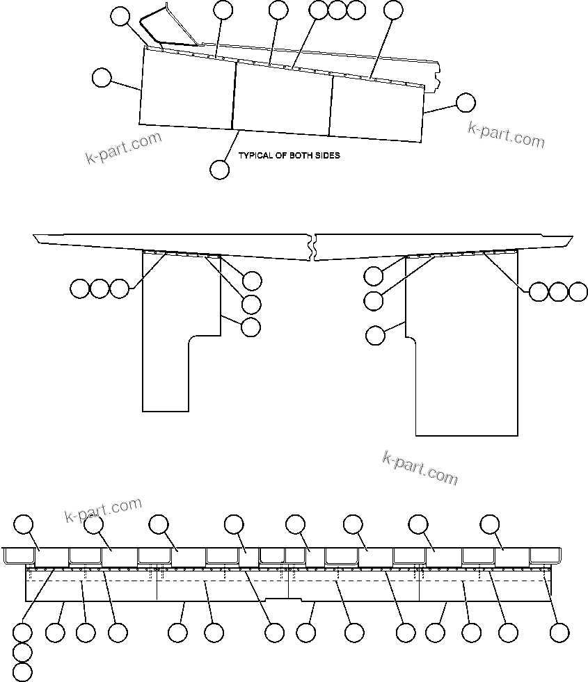 Komatsu parts book diagram for AFE48-AR  930E S/N A30115 SUNCOR: BODY TO DECK & BODY MUD FLAP INSTL