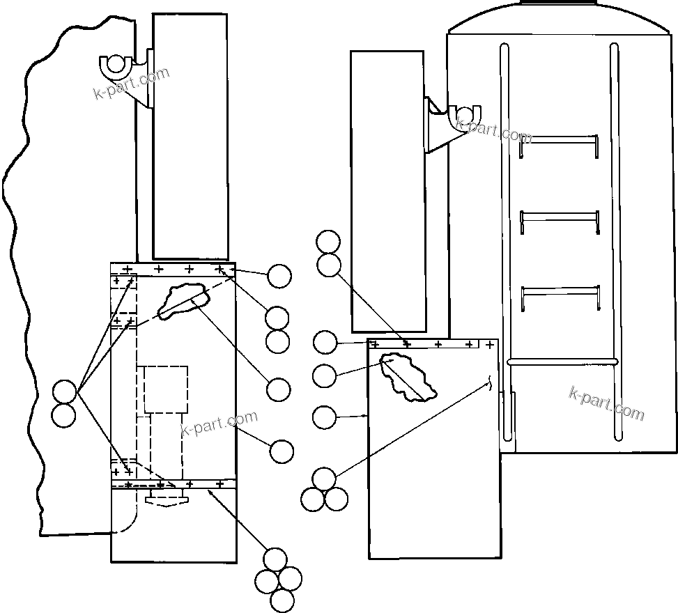 Komatsu parts book diagram for AFE48-AR  930E S/N A30115 SUNCOR: SIDE MUD FLAP INSTALLATION
