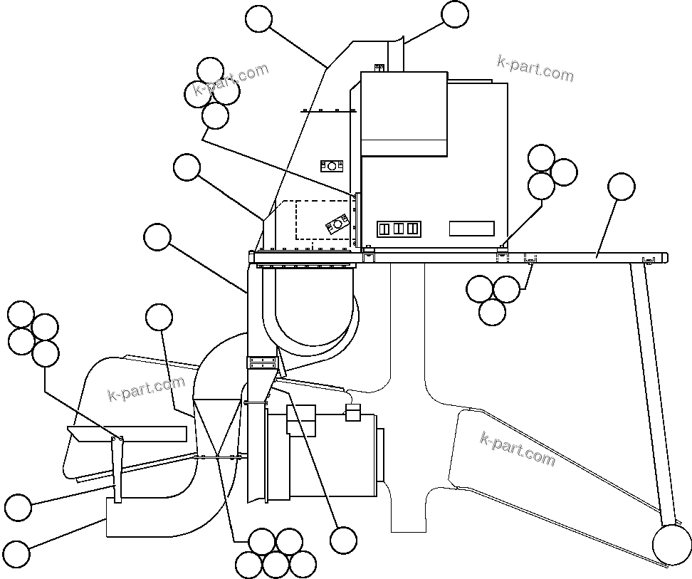 Komatsu parts book diagram for AFE48-AR  930E S/N A30115 SUNCOR: AUX BLOWER & BLOWER INLET DUCTING