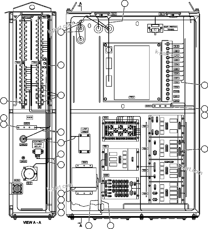 Komatsu parts book diagram for AFE48-AR  930E S/N A30115 SUNCOR: INTERFACE CABINET INTERNAL WIRING (4000 ENG)