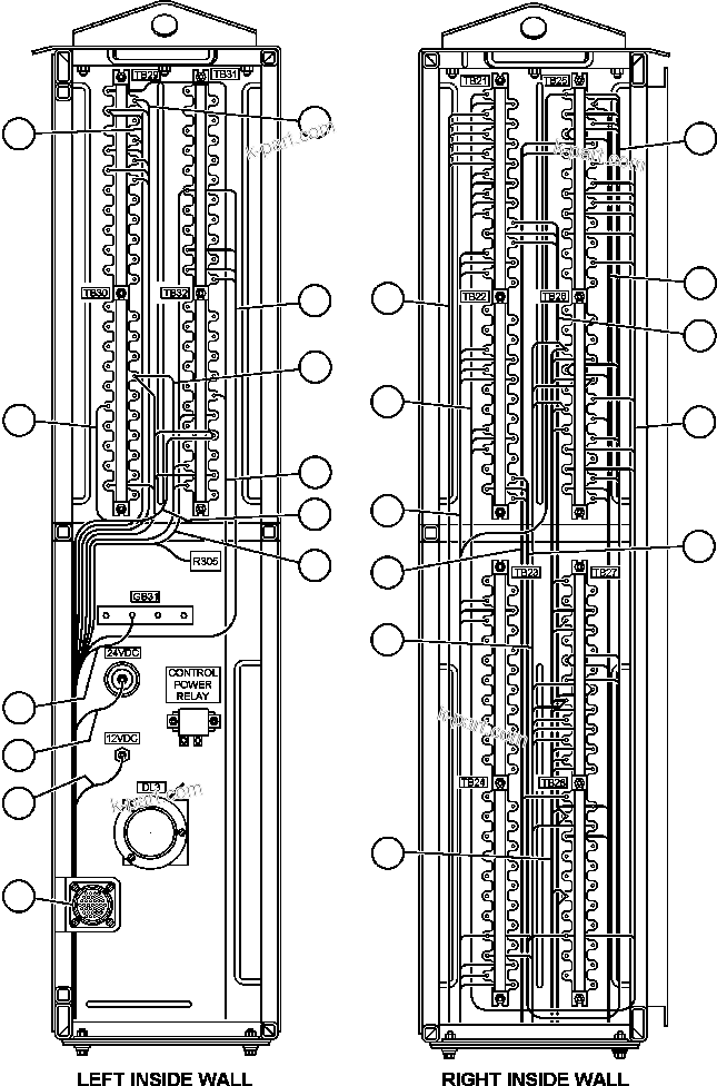 Komatsu parts book diagram for AFE48-AR  930E S/N A30115 SUNCOR: INTERFACE CABINET - SIDE WALLS WIRING