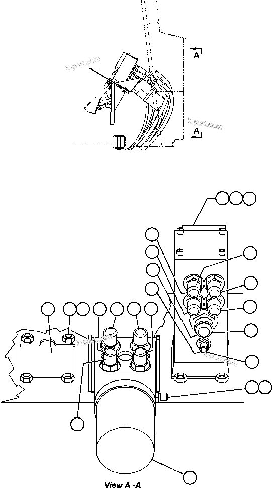 Komatsu parts book diagram for AFE48-AR  930E S/N A30115 SUNCOR: BRAKE/STEERING VALVE PIPING