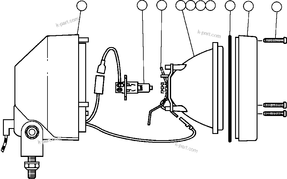 Komatsu parts book diagram for AFE48-AR  930E S/N A30115 SUNCOR: LIGHT ASSEMBLY (SUPER HALOGEN) - 1