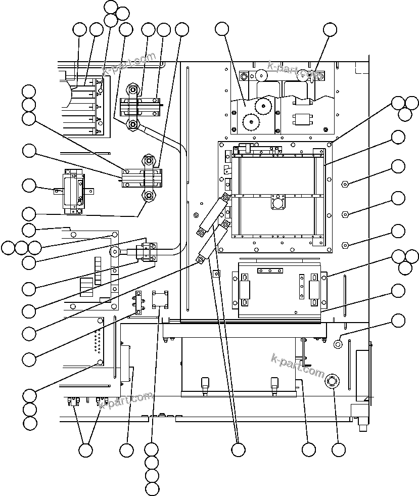 Komatsu parts book diagram for AFE48-AR  930E S/N A30115 SUNCOR: CONTROL CABINET (TOP RIGHT VIEW)